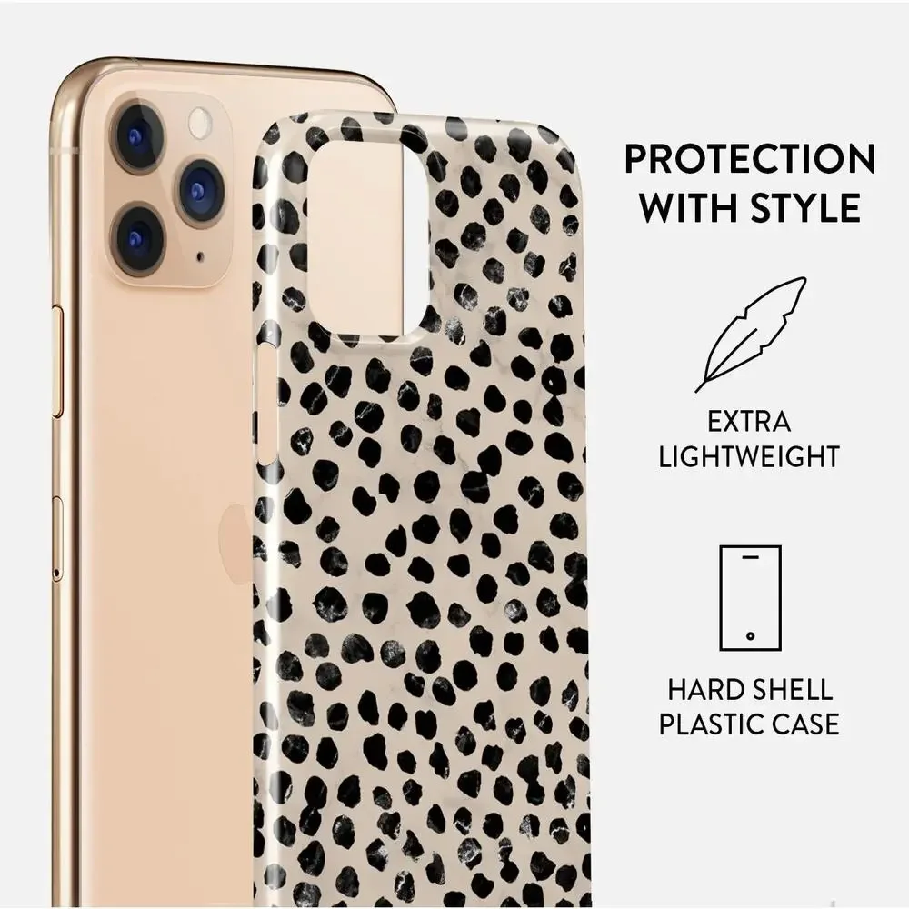Burga Almond Latte iPhone Snap Case 11 Pro Black Ivory Dots Tough Case NEAR NEW